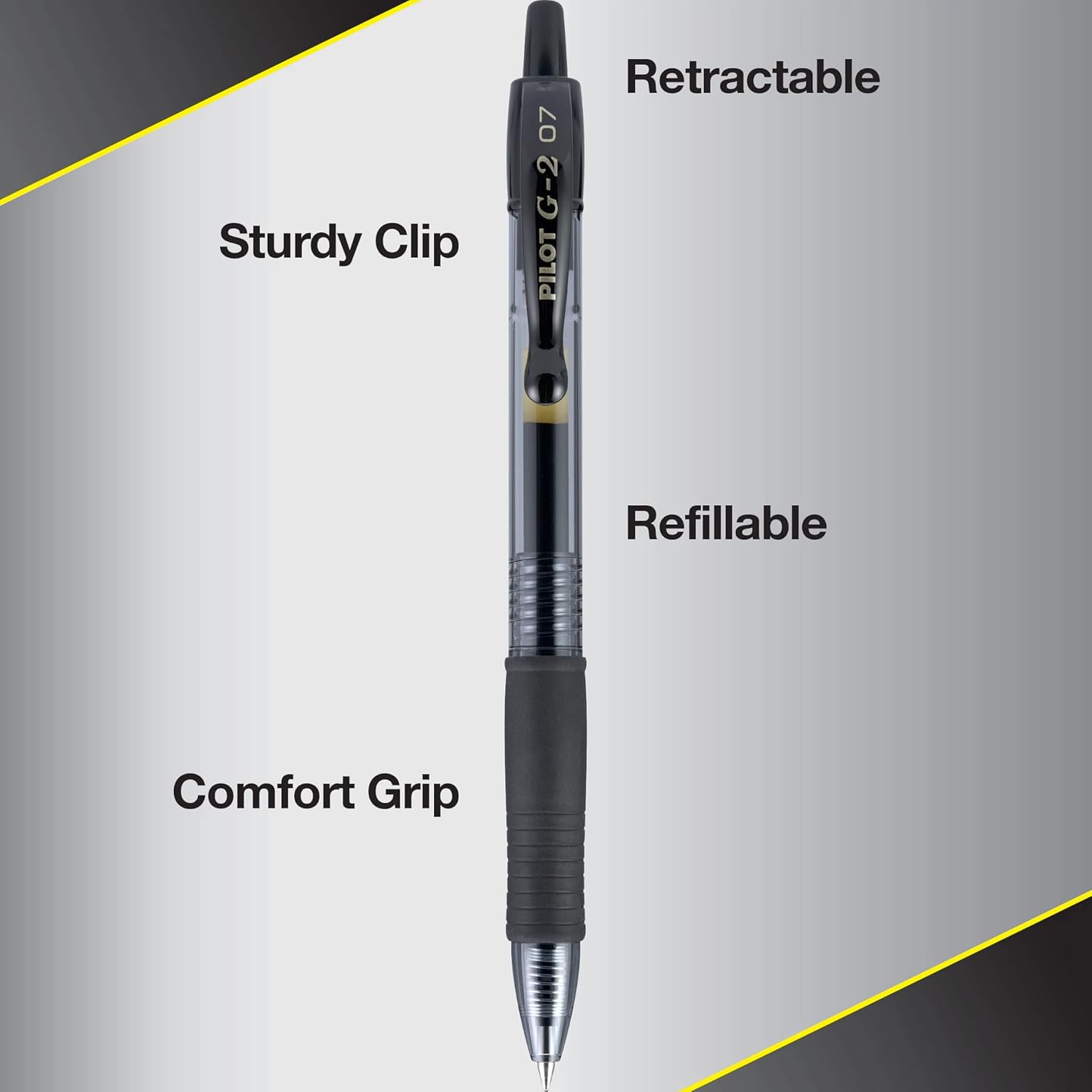 Pilot G2 Premium Gel Roller Pens 0.7, Fine Point Smooth Writing Pens Black, Pack of 12 - 7DAY'S
