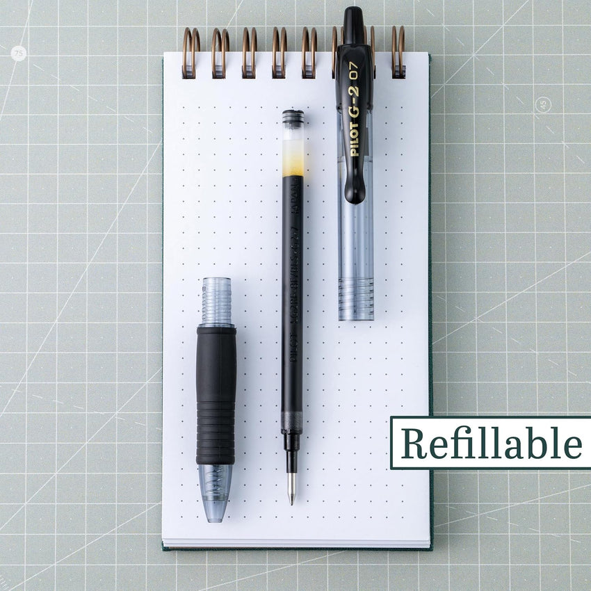 Pilot G2 Premium Gel Roller Pens 0.7, Fine Point Smooth Writing Pens Black, Pack of 12 - 7DAY'S