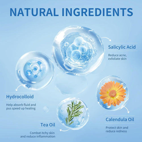 Pimple Patches for Face, 4 Size 300 Counts Acne Patches, Hydrocolloid Patches for Covering Zits and Blemishes, Spot Stickers with Salicylic Acid, Tea Tree Oil & Calendula Oil - 7DAY'S