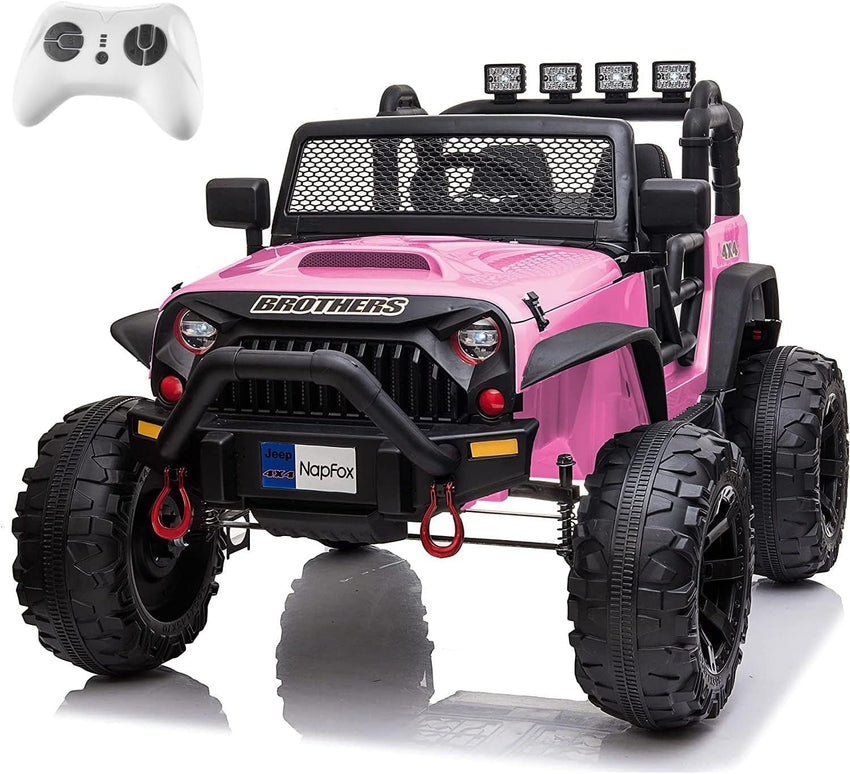 Pink 48.4" Large Ride On Car for Kids, Battery Powered Electric Car with 2 Seats, Remote Control, 14" Large Suspension Wheels, LED Lights, Music, Bluetooth for Boys & Girls - 7DAY'S