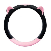 Pink Cat Ear Winter Plush Steering Wheel Cover Warm Car Wheel Protector Universal Car Accessories for Women - 7DAY'S
