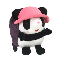 Pink Hat Panda Kids Shoulder Bag Plush Backpack Purple Snacks Travel Backpack Small School Bag - 7DAY'S