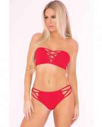 Pink Lipstick Truth Or Bare 2 Piece Bra Set Red M/L - 7DAY'S