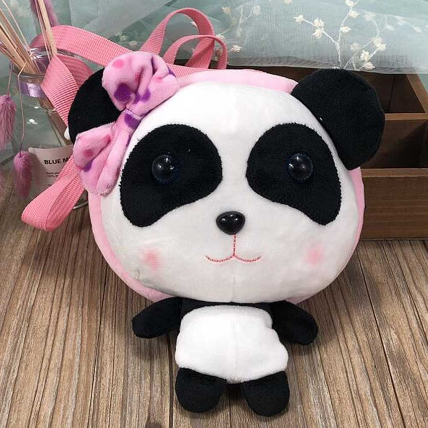 Pink Panda Doll Plush Kids Backpack Cute Crossbody Bag Snack Bag Go Out Decor Small Bag - 7DAY'S