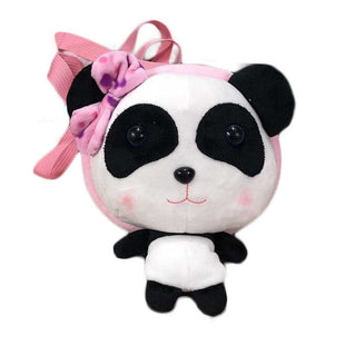 Pink Panda Doll Plush Kids Backpack Cute Crossbody Bag Snack Bag Go Out Decor Small Bag