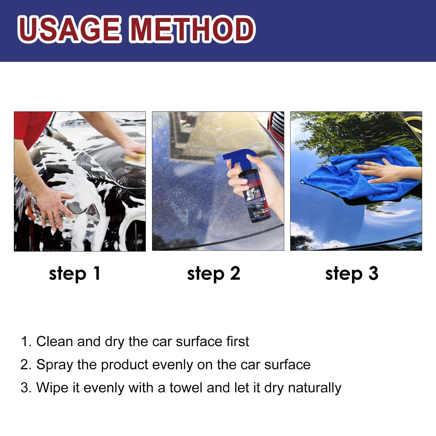 Pipiup Car Wax, Pipiup Ceramic Coating, Newbeeco Limpiador De Carro, Quick Effect Coating Agent,Multifunctional Car Restore Spray,3 in 1 High Protection Quick Car Coatingspray, Waterless Car Wash (1) - 7DAY'S