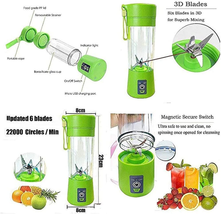 Portable 6 Blender; Personal Size Blender Juicer Cup; Smoothies and Shakes Blender; Handheld Fruit Machine; Blender Mixer Home - 7DAY'S