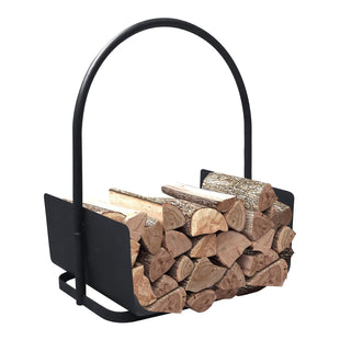 Portable Fireplace Log Holder, Firewood Storage Log Baskets with Handles, Black