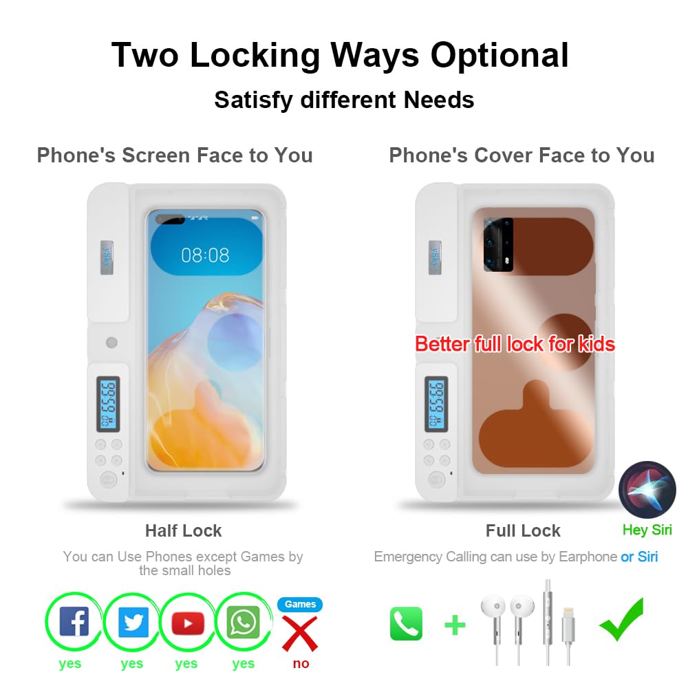 Portable Smart Auto Phone Timer Lock Box for iPhone and Android Phones, Self - Control Timer Locker to Help Kids,Students, Adults Focus Back,Prevent Excessive Games, Mobile Phone Addiction(New) - 7DAY'S