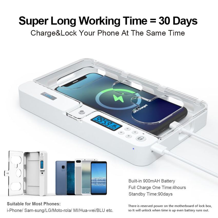 Portable Smart Auto Phone Timer Lock Box for iPhone and Android Phones, Self - Control Timer Locker to Help Kids,Students, Adults Focus Back,Prevent Excessive Games, Mobile Phone Addiction(New) - 7DAY'S