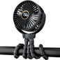 Portable Stroller Mini Fan, Small Rechargeable Personal Fan, Baby Travel Essentials for Wagon, Car Seat, Treadmill, Battery Powered Biking Gear Accessories, 360° Rotation, 3 - Speed, Display, Black - 7DAY'S