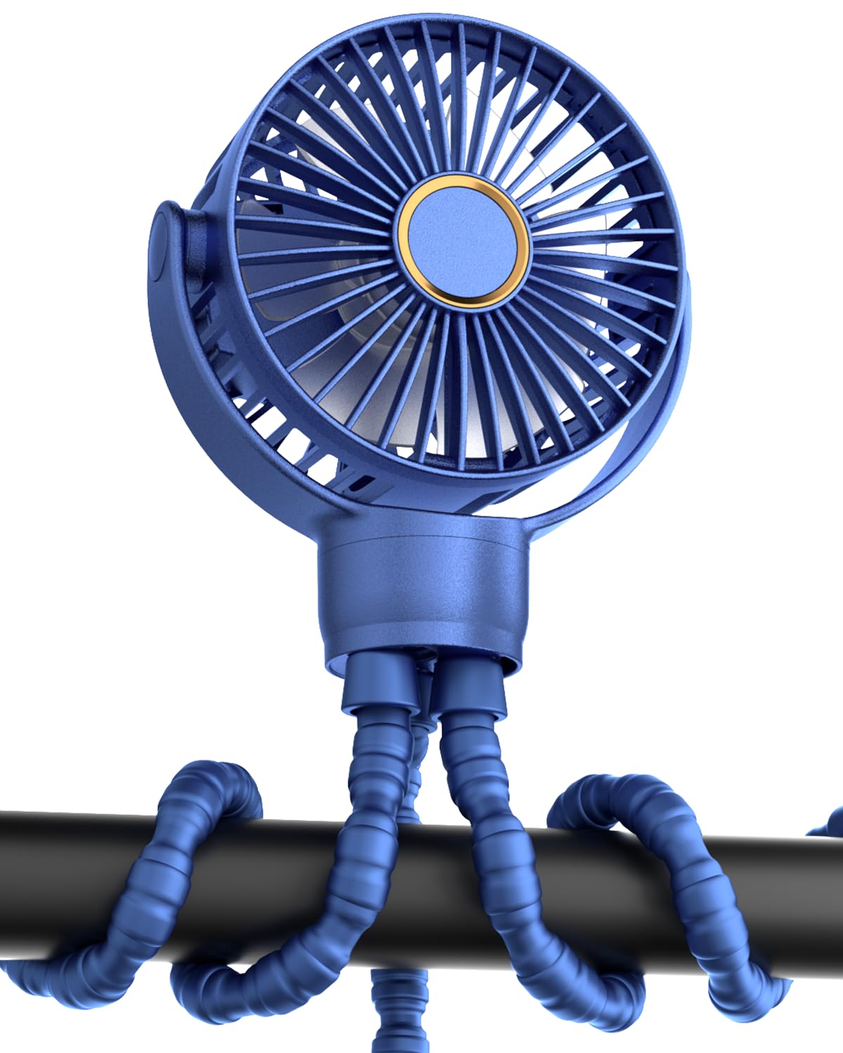 Portable Stroller Mini Fan, Small Rechargeable Personal Fan, Baby Travel Essentials for Wagon, Car Seat, Treadmill, Battery Powered Biking Gear Accessories, 360° Rotation, 3 - Speed, Display, Black - 7DAY'S