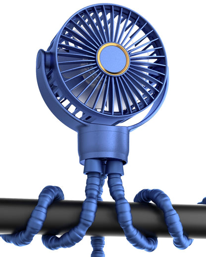 Portable Stroller Mini Fan, Small Rechargeable Personal Fan, Baby Travel Essentials for Wagon, Car Seat, Treadmill, Battery Powered Biking Gear Accessories, 360° Rotation, 3 - Speed, Display, Black - 7DAY'S