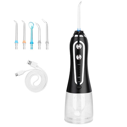 Portable Water Dental Flosser Cordless Rechargeable Dental Oral Irrigator IPX7 Waterproof Teeth Cleaner with 5 Modes 5 Nozzles 10.14oz Detachable Water Tank for Travel Home - 7DAY'S