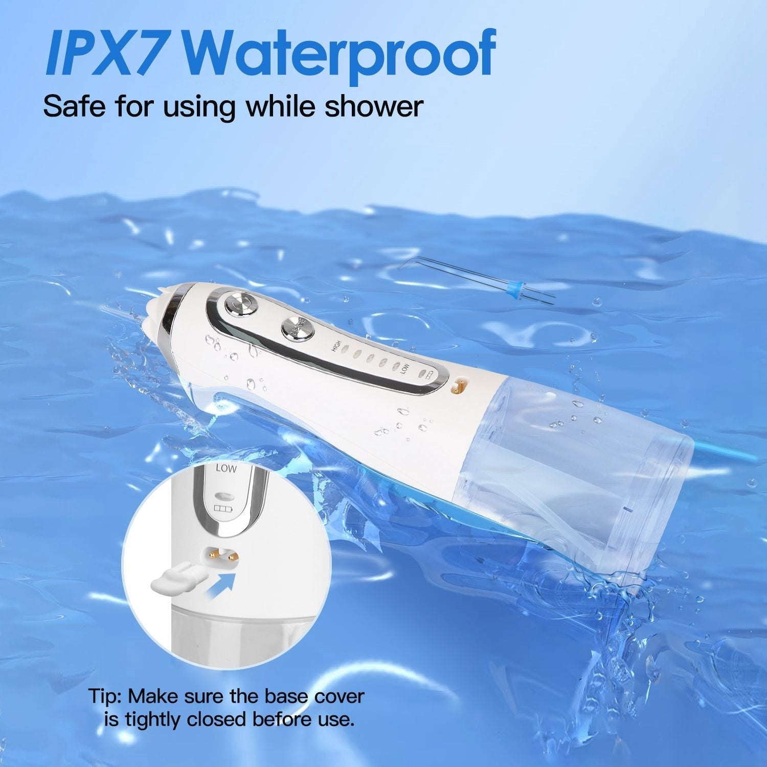 Portable Water Dental Flosser Cordless Rechargeable Dental Oral Irrigator IPX7 Waterproof Teeth Cleaner with 5 Modes 5 Nozzles 10.14oz Detachable Water Tank for Travel Home - 7DAY'S