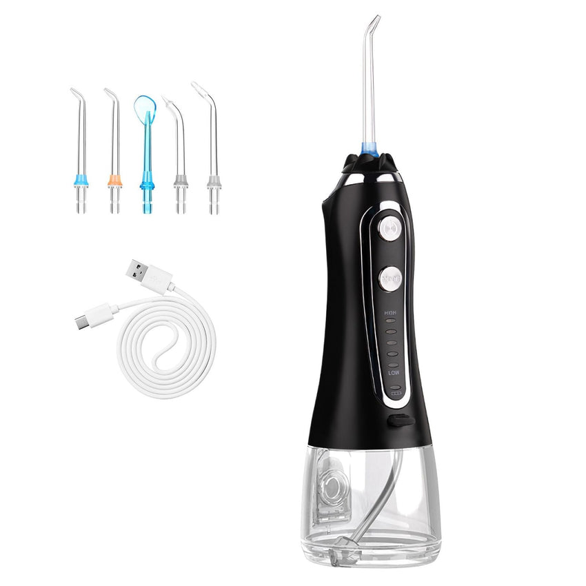 Portable Water Dental Flosser Cordless Rechargeable Dental Oral Irrigator IPX7 Waterproof Teeth Cleaner with 5 Modes 5 Nozzles 10.14oz Detachable Water Tank for Travel Home - 7DAY'S