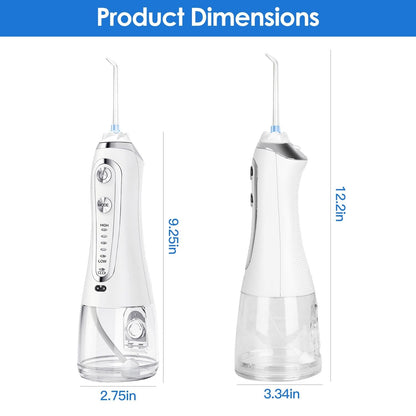 Portable Water Dental Flosser Cordless Rechargeable Dental Oral Irrigator IPX7 Waterproof Teeth Cleaner with 5 Modes 5 Nozzles 10.14oz Detachable Water Tank for Travel Home - 7DAY'S