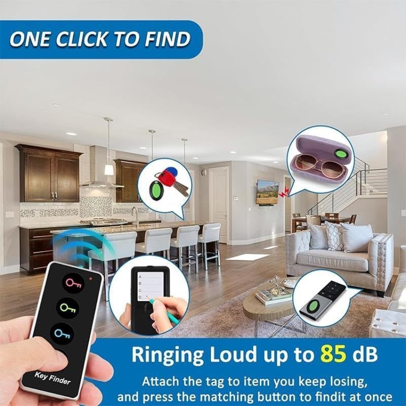Portable Wireless Key Finder Set with 4 Signal Receivers - Ideal Party Gift for Elders, Black, Requires 2 AAA Batteries（Super Good qualiey） - 7DAY'S