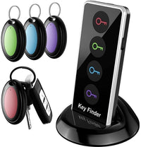 Portable Wireless Key Finder Set with 4 Signal Receivers - Ideal Party Gift for Elders, Black, Requires 2 AAA Batteries（Super Good qualiey） - 7DAY'S