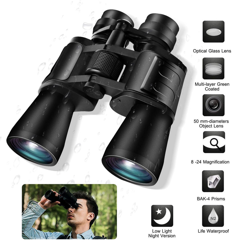 Portable Zoom Binoculars with FMC Lens Low Light Night Vision for Bird Watching Hunting Sports - 7DAY'S