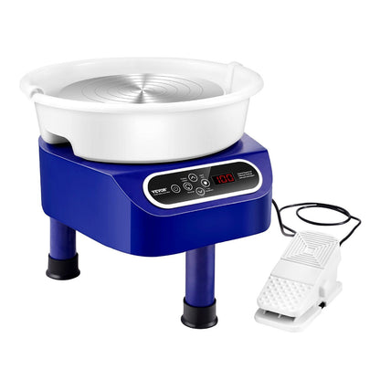 Pottery Wheel, 10 inch Pottery Forming Machine, 350W Electric Wheel for Pottery with Foot Pedal and LCD Touch Screen, Direct Drive Ceramic Wheel with 3 Support Legs for DIY Art Craft, Blue - 7DAY'S