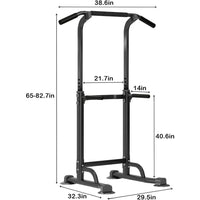 Power Tower Workout Dip Station Pull Up Bar, Height Adjustable Multi - Function Dip Stand for Home Gym Strength Training Fitness Equipment - 7DAY'S