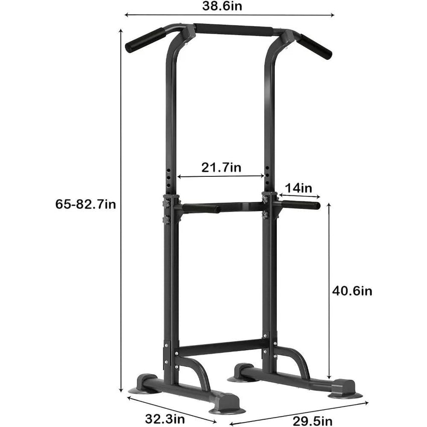 Power Tower Workout Dip Station Pull Up Bar, Height Adjustable Multi - Function Dip Stand for Home Gym Strength Training Fitness Equipment - 7DAY'S