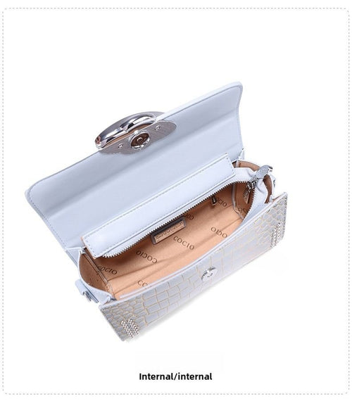 Premium sense crocodile print bag new commuter box bag female crossbody small square bag - 7DAY'S