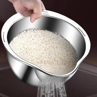 Premium SUS304 Stainless Steel Rice Washing Drain Basket - Multifunctional Kitchen Colander for Rice, Fruits, Veggies & Storage, Durable Kitchen Gadget（Super good qualiey） - 7DAY'S
