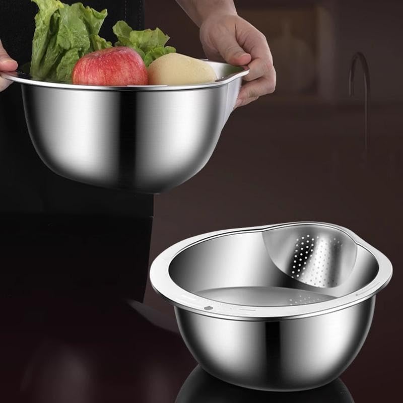 Premium SUS304 Stainless Steel Rice Washing Drain Basket - Multifunctional Kitchen Colander for Rice, Fruits, Veggies & Storage, Durable Kitchen Gadget（Super good qualiey） - 7DAY'S