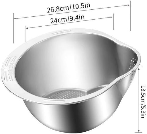 Premium SUS304 Stainless Steel Rice Washing Drain Basket - Multifunctional Kitchen Colander for Rice, Fruits, Veggies & Storage, Durable Kitchen Gadget（Super good qualiey） - 7DAY'S