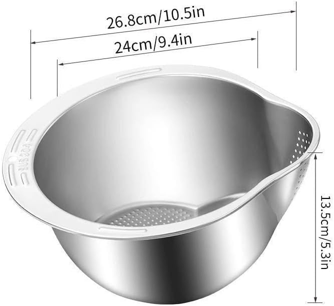 Premium SUS304 Stainless Steel Rice Washing Drain Basket - Multifunctional Kitchen Colander for Rice, Fruits, Veggies & Storage, Durable Kitchen Gadget（Super good qualiey） - 7DAY'S