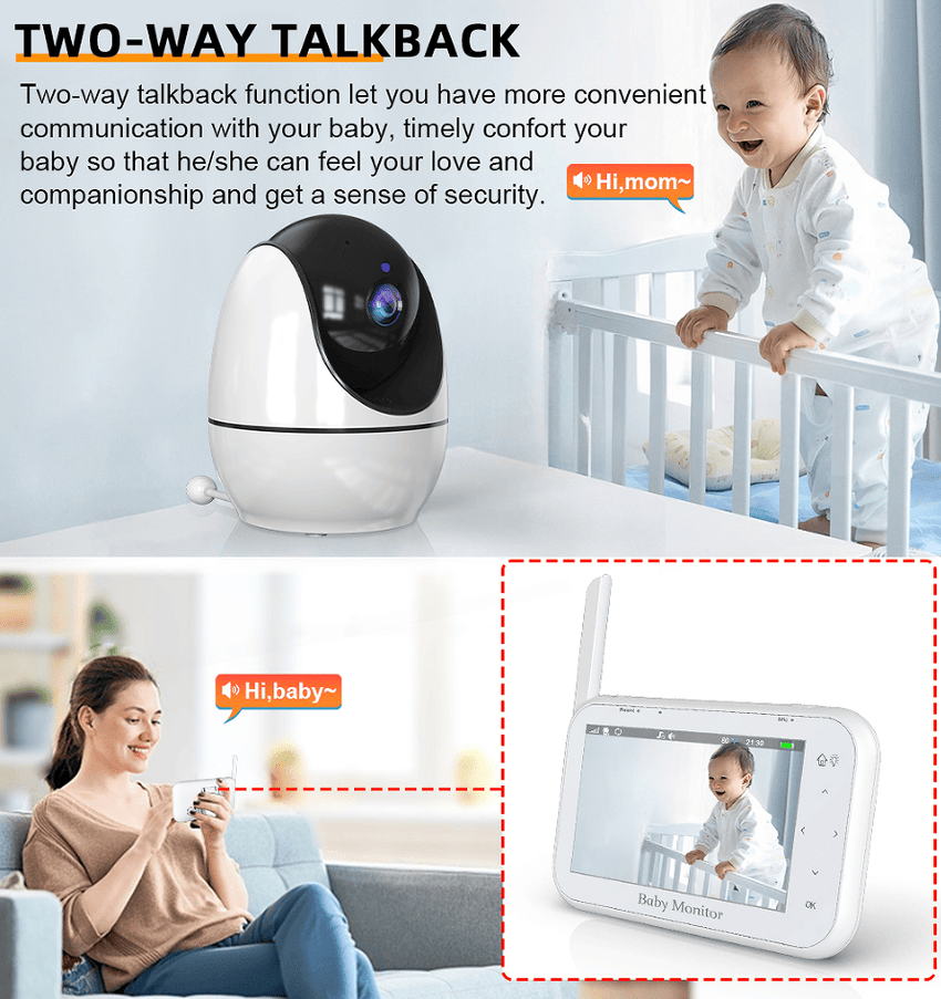 PSABM200S Baby Motion Monitor Temperature Monitor Micro SD (4 - 32GB) option 4.3Inch IPS IR Night Vision Video Dual Audio HD 1920 * 1080 - 7DAY'S