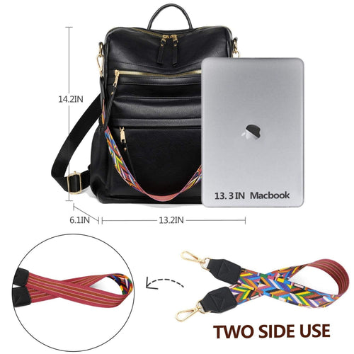 PU Leather Backpack Purse For Women Convertible Ladies Fashion Casual Large School Shoulder Bags - 7DAY'S