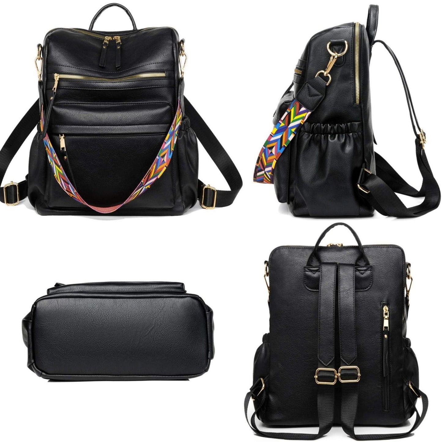 PU Leather Backpack Purse For Women Convertible Ladies Fashion Casual Large School Shoulder Bags - 7DAY'S