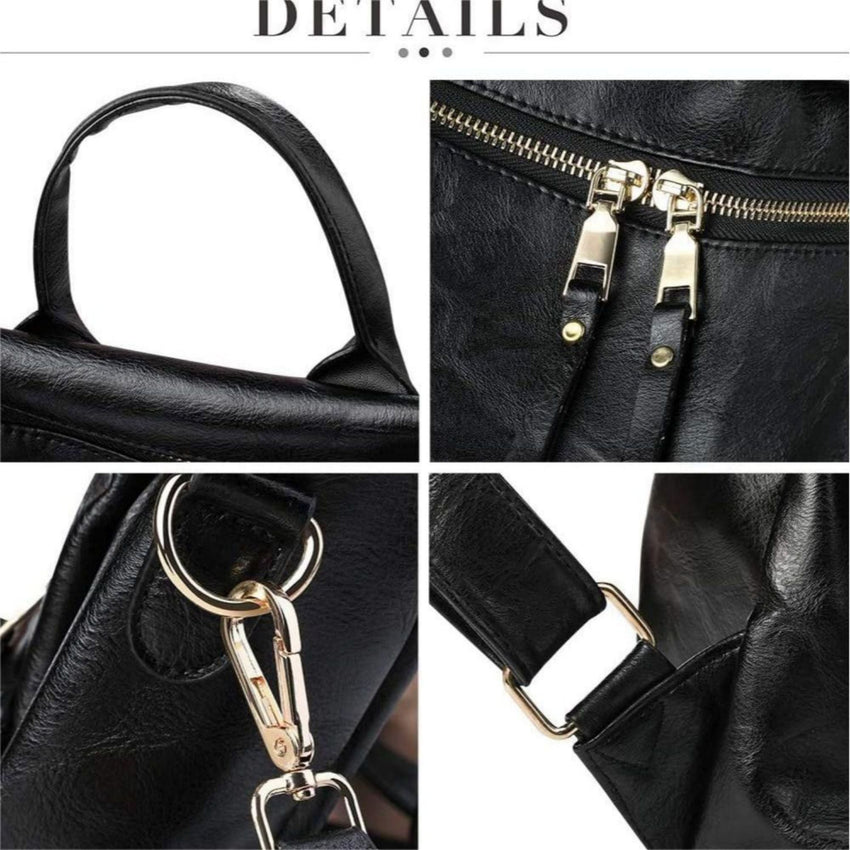 PU Leather Backpack Purse For Women Convertible Ladies Fashion Casual Large School Shoulder Bags - 7DAY'S