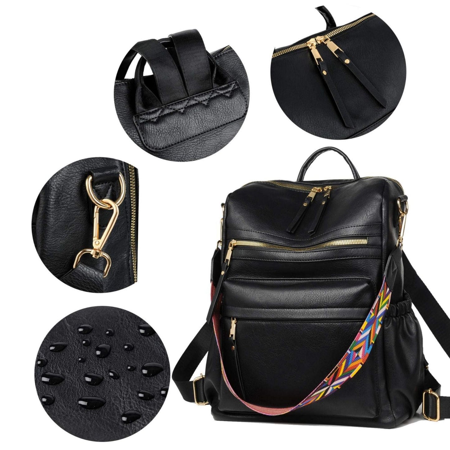 PU Leather Backpack Purse For Women Convertible Ladies Fashion Casual Large School Shoulder Bags - 7DAY'S