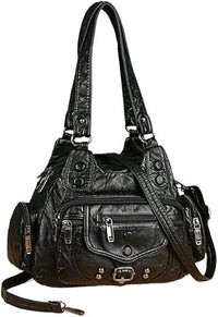 PU Leather Crossbody Bags for Women Medium Size Soft Leather Multi Pocket Shoulder Purses for Women Trendy Vintage - 7DAY'S