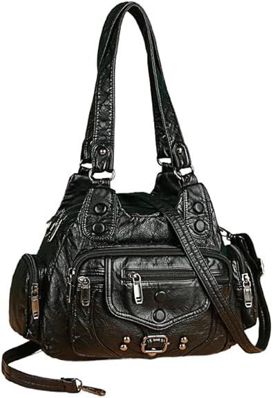 PU Leather Crossbody Bags for Women Medium Size Soft Leather Multi Pocket Shoulder Purses for Women Trendy Vintage - 7DAY'S