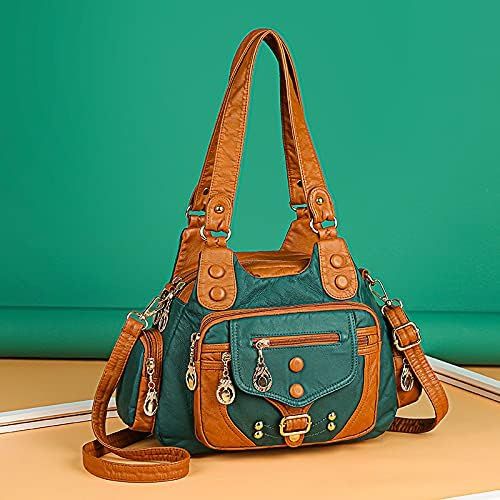 PU Leather Crossbody Bags for Women Medium Size Soft Leather Multi Pocket Shoulder Purses for Women Trendy Vintage - 7DAY'S