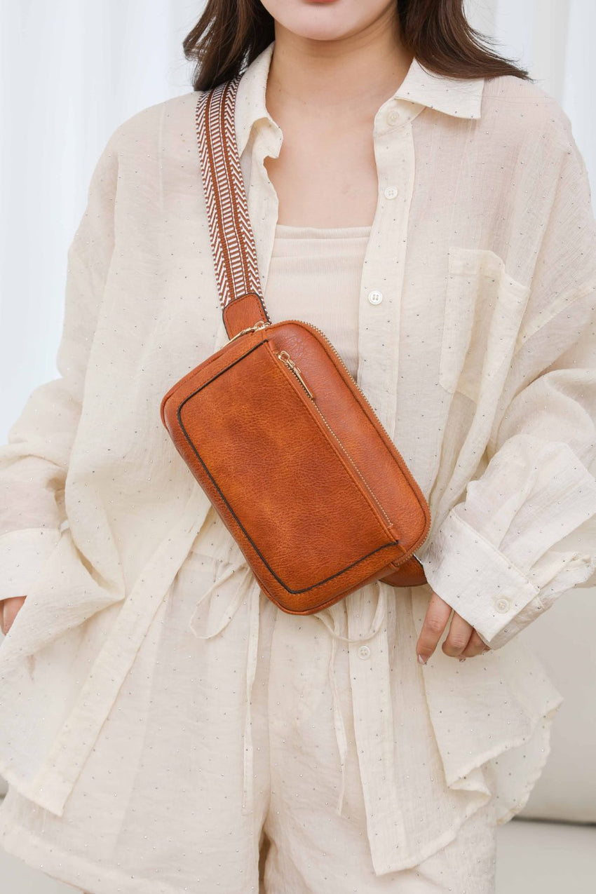 PU Leather Rectangle Crossbody Bag - 7DAY'S