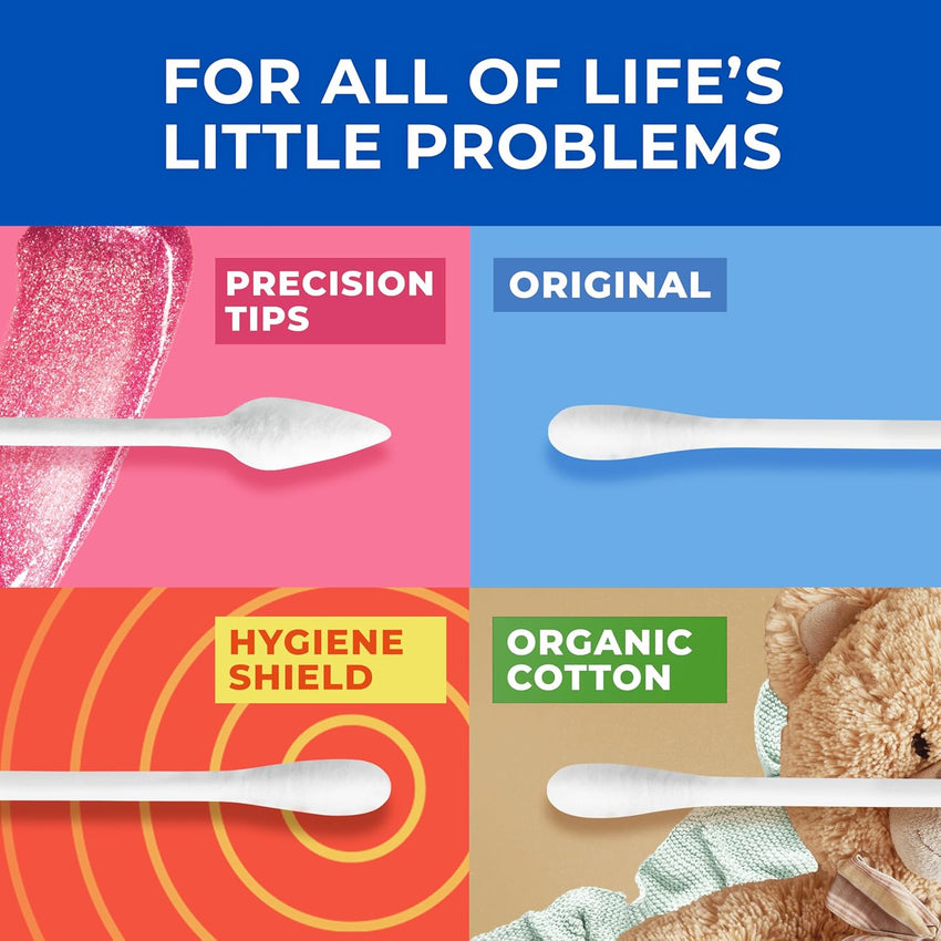 Q - tips Cotton Swabs For Hygiene and Beauty Care Original Cotton Swab Made With 100% Cotton 625 Count, WHITE - 7DAY'S