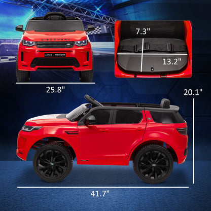 Qaba Land Rover Discovery Sport Licensed 12V Kids Ride on Car, Battery Powered Kids Electric Car with Remote Control, Soft Start, LED Lights, Music Horn, 3 Speeds, Red - 7DAY'S