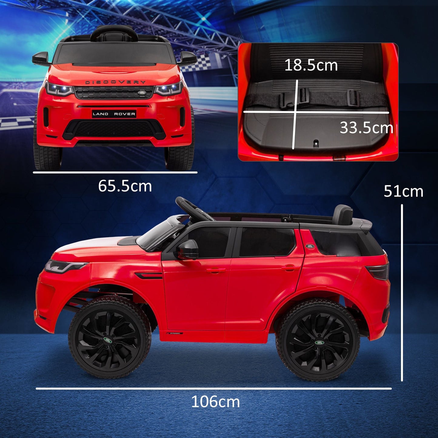 Qaba Land Rover Discovery Sport Licensed 12V Kids Ride on Car, Battery Powered Kids Electric Car with Remote Control, Soft Start, LED Lights, Music Horn, 3 Speeds, Red - 7DAY'S