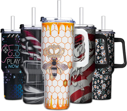 Queen Bee Gifts for Women – 40ozTumbler with Handle - Honeycomb Cup Birthday for Women, Wife, Sister, Best Friend, Teacher, Nurse – Mother’s Day Gifts for Mom - 7DAY'S