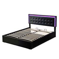 Queen Size Tufted Upholstered Platform Bed with Hydraulic Storage System,PU Storage Bed with LED Lights - 7DAY'S