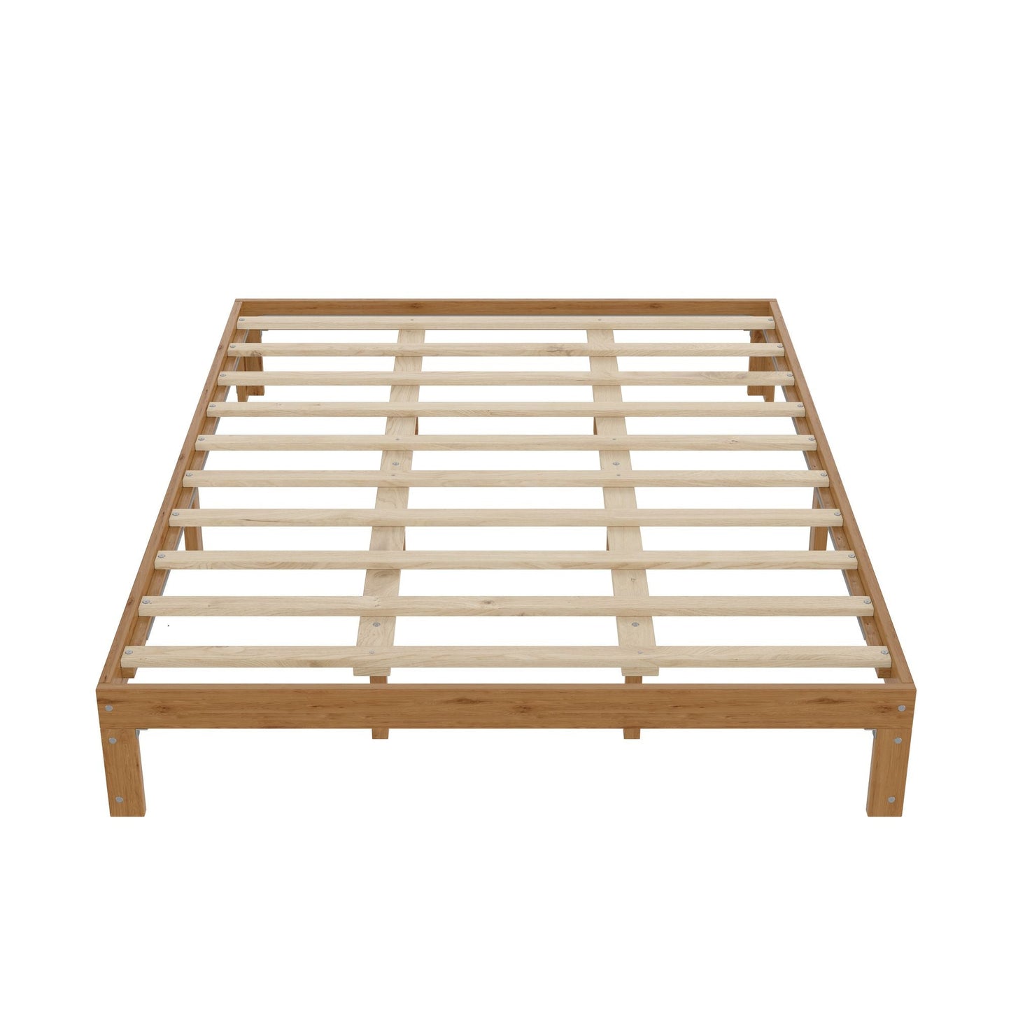 Queen Size Wood Platform Bed Frame - 12 Inch Solid Wood Queen Bed Frame with Slat Support, No Box Spring Needed, Easy Assembly - Rustic Pine - 7DAY'S