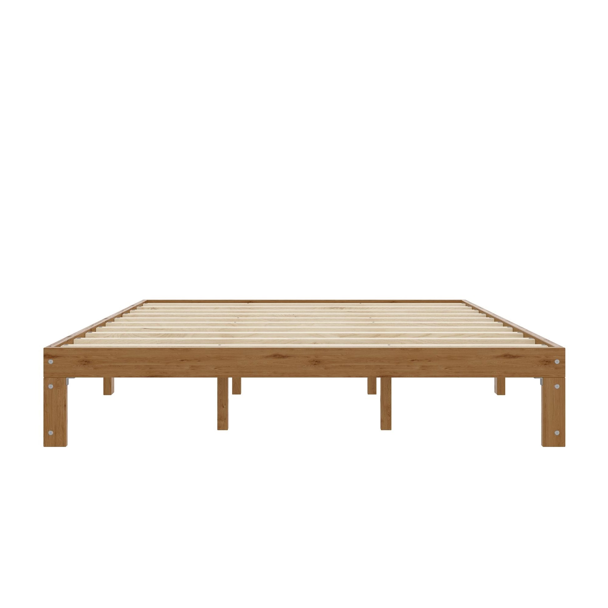 Queen Size Wood Platform Bed Frame - 12 Inch Solid Wood Queen Bed Frame with Slat Support, No Box Spring Needed, Easy Assembly - Rustic Pine - 7DAY'S