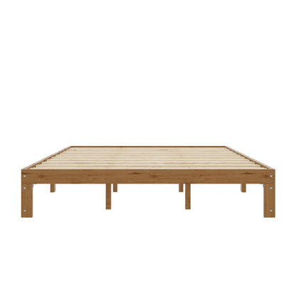 Queen Size Wood Platform Bed Frame - 12 Inch Solid Wood Queen Bed Frame with Slat Support, No Box Spring Needed, Easy Assembly - Rustic Pine - 7DAY'S