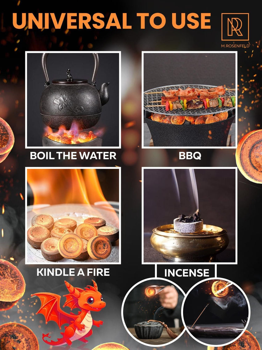 Quick Light Hookah Charcoal Tablets Premium Quality Incense Charcoal Discs Pack of 200 Charcoal for Incense Burning - 7DAY'S